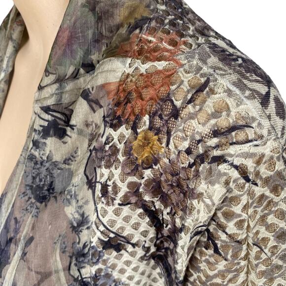 Kamana Art To Wear Lagenlook Mesh Lace Open Duster Cardigan SZ M - Picture 7 of 12